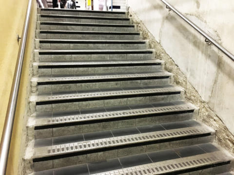 Moorgate Station anti-slip stair nosings before